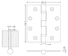 Dobradiças de porta de madeira de aço inoxidável 4.5×4×3.5-2BB Dobradiça plana de cetim 