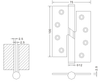 Dobradiça ascendente com design de polimento 100 × 75 × 2,5, fabricante de ferragens para portas de madeira em aço inoxidável