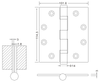 Dobradiças de porta de aço inoxidável 4,5 × 4 × 3-4bb Dobradiças de porta de madeira Acessórios de hardware de dobradiça plana