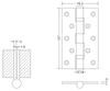 5 × 3 × 3-bb Dobradiças de porta de madeira com dobradiça de topo de aço inoxidável acetinado de alta qualidade