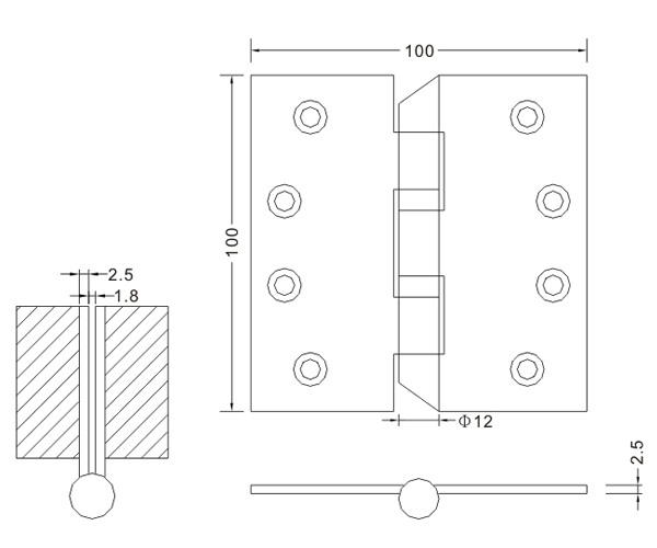 100×100×2,5 Dobradiça plana por atacado de fábrica Dobradiças de porta de madeira Dobradiças metálicas dobráveis ​​para aço inoxidável