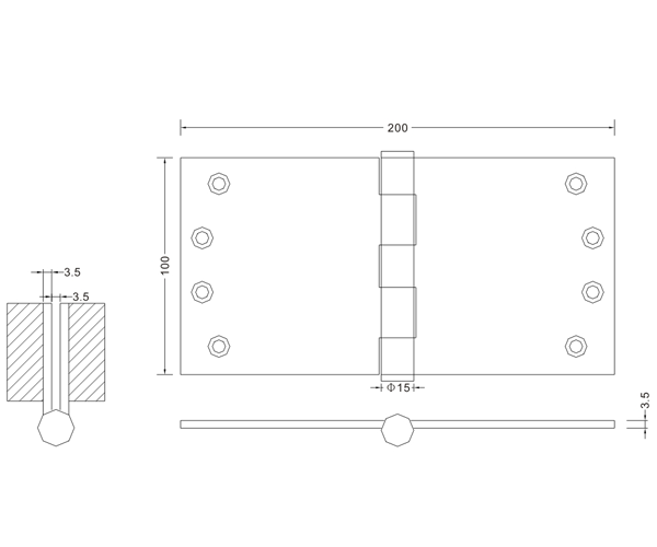 Dobradiça plana de metal dobrável moderno 100 × 200 × 3,5 Fabricante de ferragens para portas de madeira 