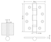 4×3×3-4bb Dobradiça plana de aço inoxidável acetinada Dobradiças de porta de madeira interior